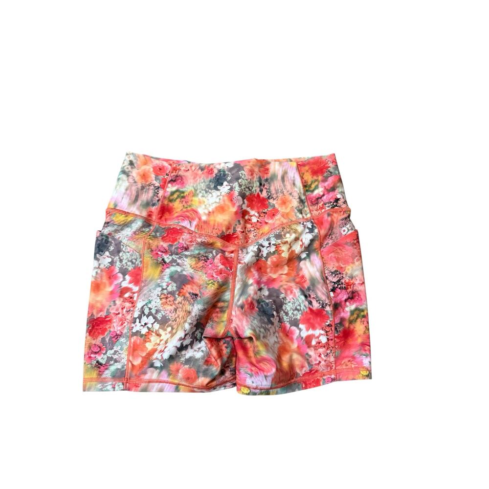 Athleta Salutation Slash Pocket 5" Short. Watercolor Floral Print . Size Large